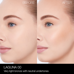 NARS_SP23_LagunaCollection_PDPCrop_OnModel_BeforeAfter_LagunaBronzingPowder_Laguna00