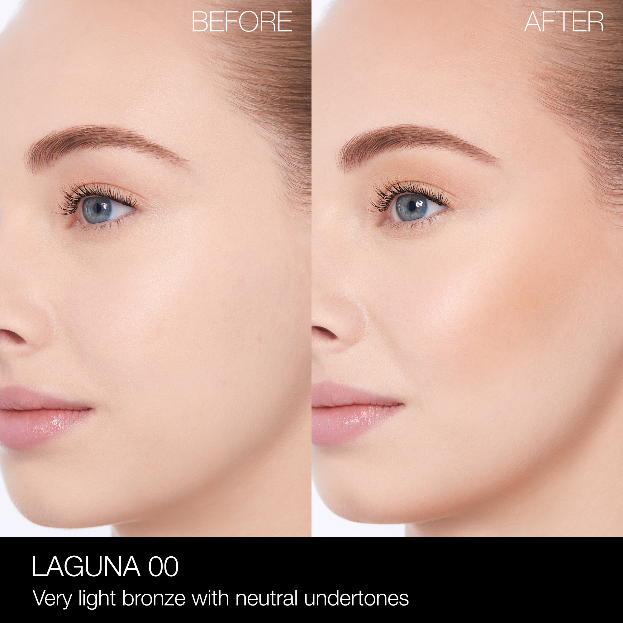 OnModel_BeforeAfter_LagunaBronzingPowder_Laguna00, Nars Bronzer NARS_SP23_LagunaCollection_PDPCrop_OnModel_BeforeAfter_LagunaBronzingPowder_Laguna00, Nars Bronzer