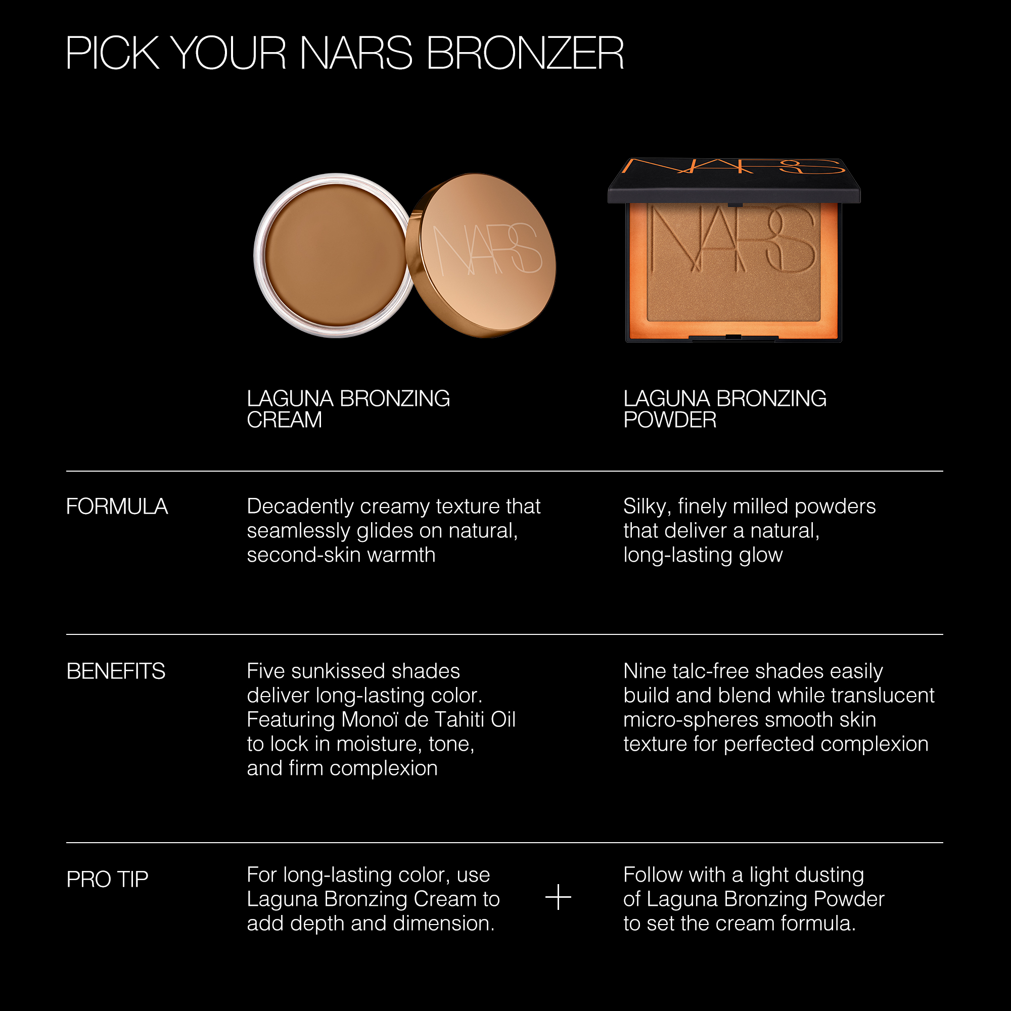 CreamVSPowderComparison, Nars Bronzer NARS_SP23_LagunaCollection_PDPCrop_CreamVSPowderComparison, Nars Bronzer